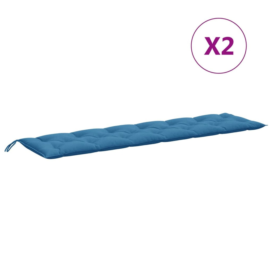 Tuinbankkussens 2 st 200x50x7 cm stof gemêleerd blauw