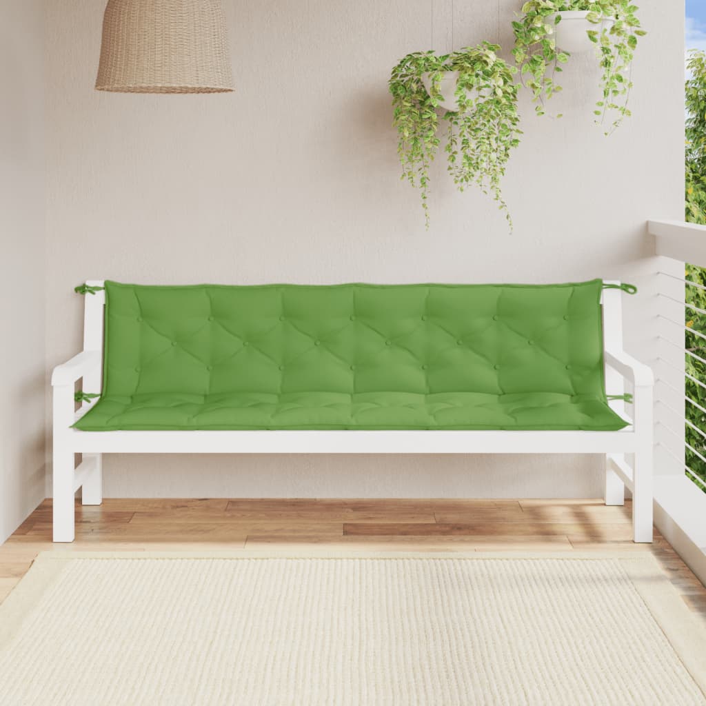 Tuinbankkussens 2 st 200x50x7 cm stof gemêleerd groen
