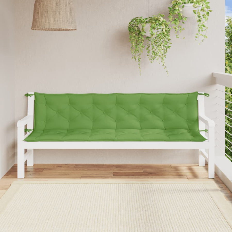 Tuinbankkussens 2 st 200x50x7 cm stof gemêleerd groen