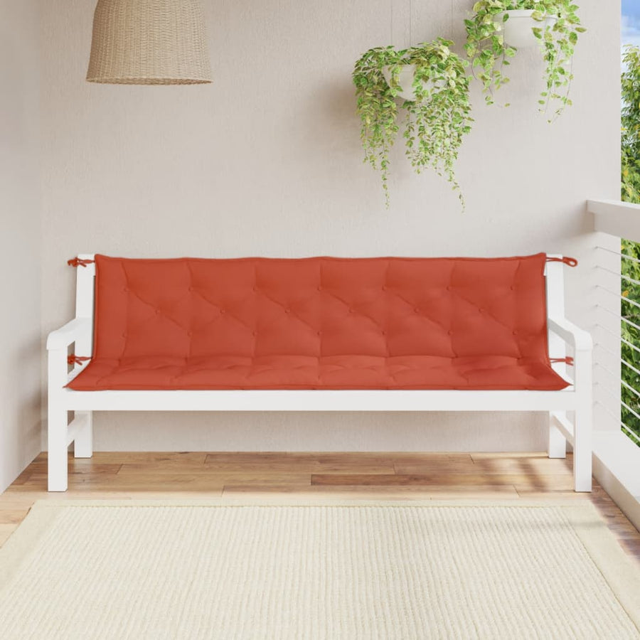 Tuinbankkussens 2 st 200x50x7 cm stof gemêleerd rood