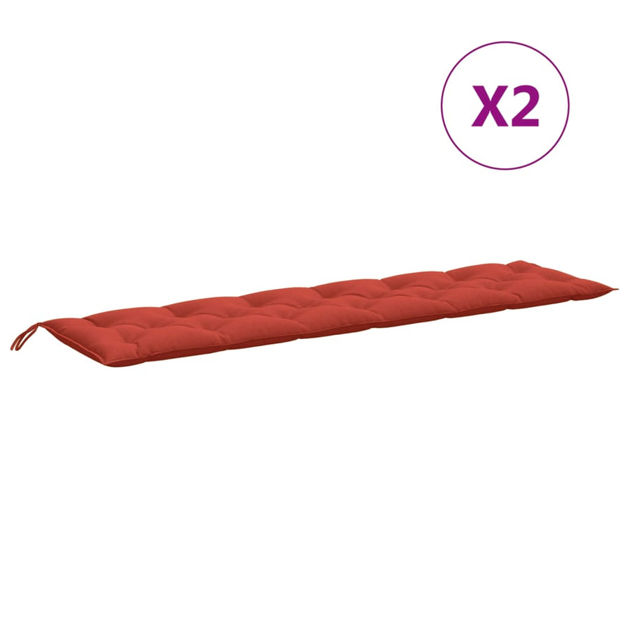 Tuinbankkussens 2 st 200x50x7 cm stof gemêleerd rood