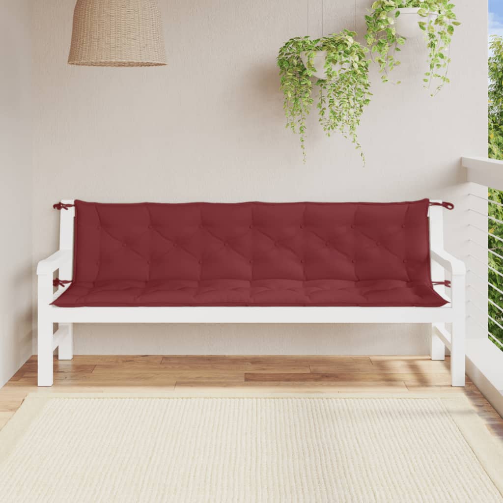 Tuinbankkussens 2 st 200x50x7 cm stof gemêleerd wijnrood