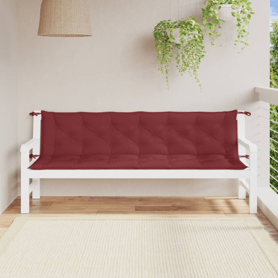 Tuinbankkussens 2 st 200x50x7 cm stof gemêleerd wijnrood