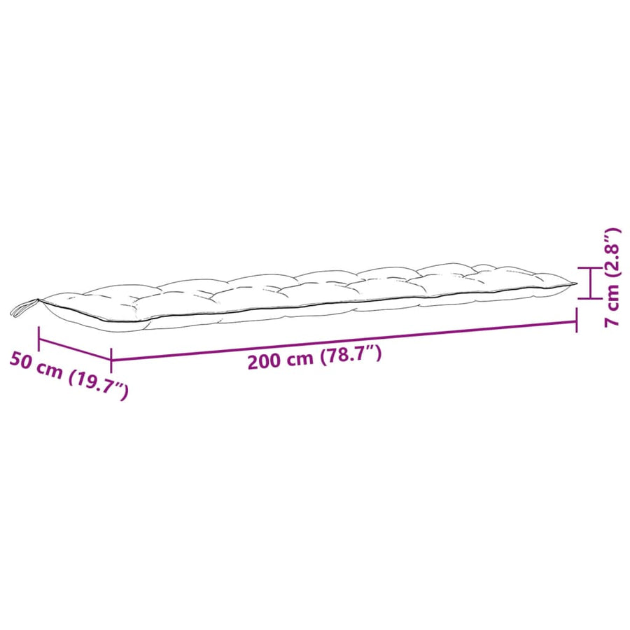 Tuinbankkussens 2 st 200x50x7 cm stof gemêleerd wijnrood