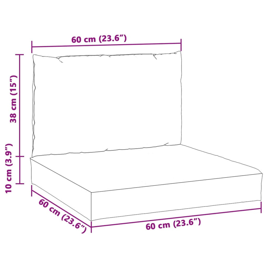 Palletkussens 2 st stof gemêleerd beige
