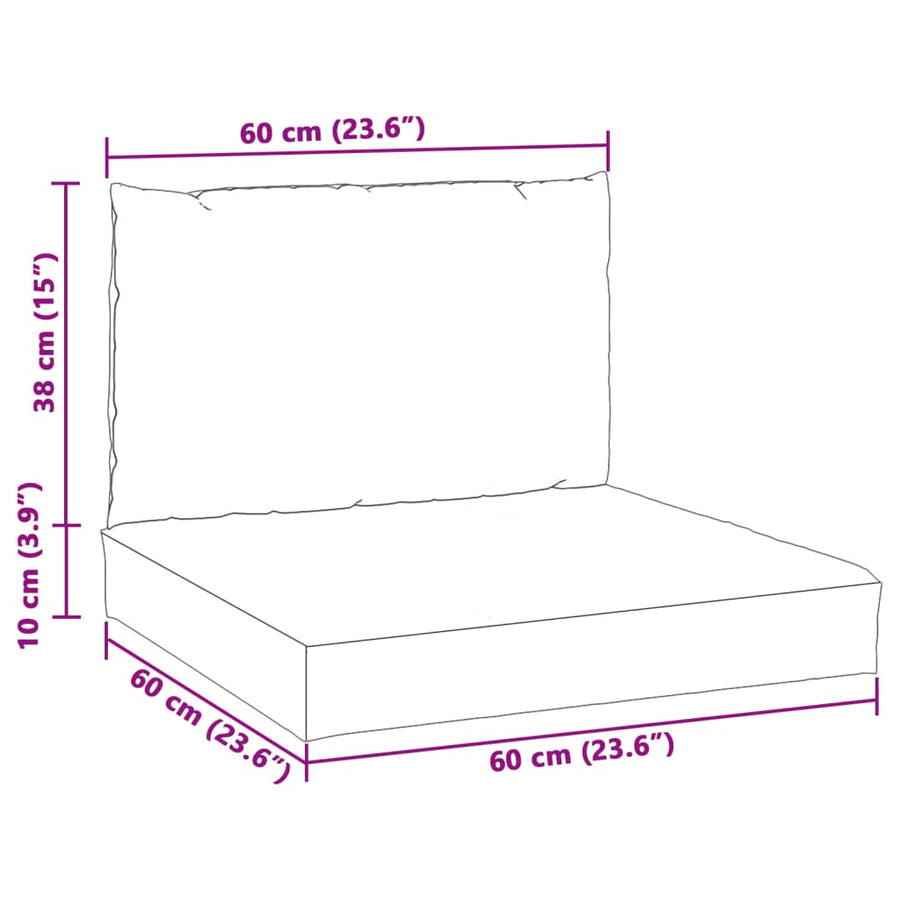 Palletkussens 2 st stof gemêleerd taupe