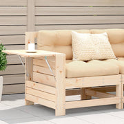 Garden Bench with Armrests and Fold-out Table Solid Pinewood