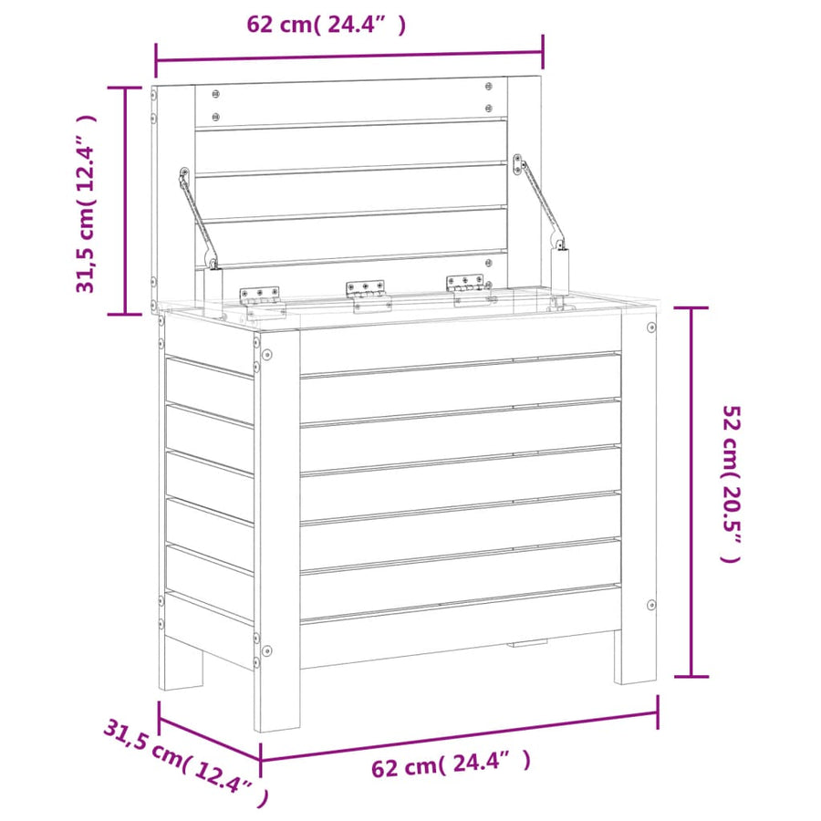 Tuinvoetenbank 62x31,5x52 cm massief grenenhout
