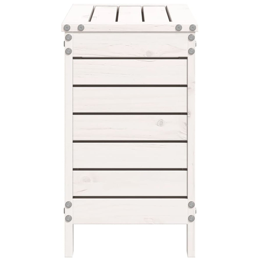 Tuinvoetenbank 62x31,5x52 cm massief grenenhout wit