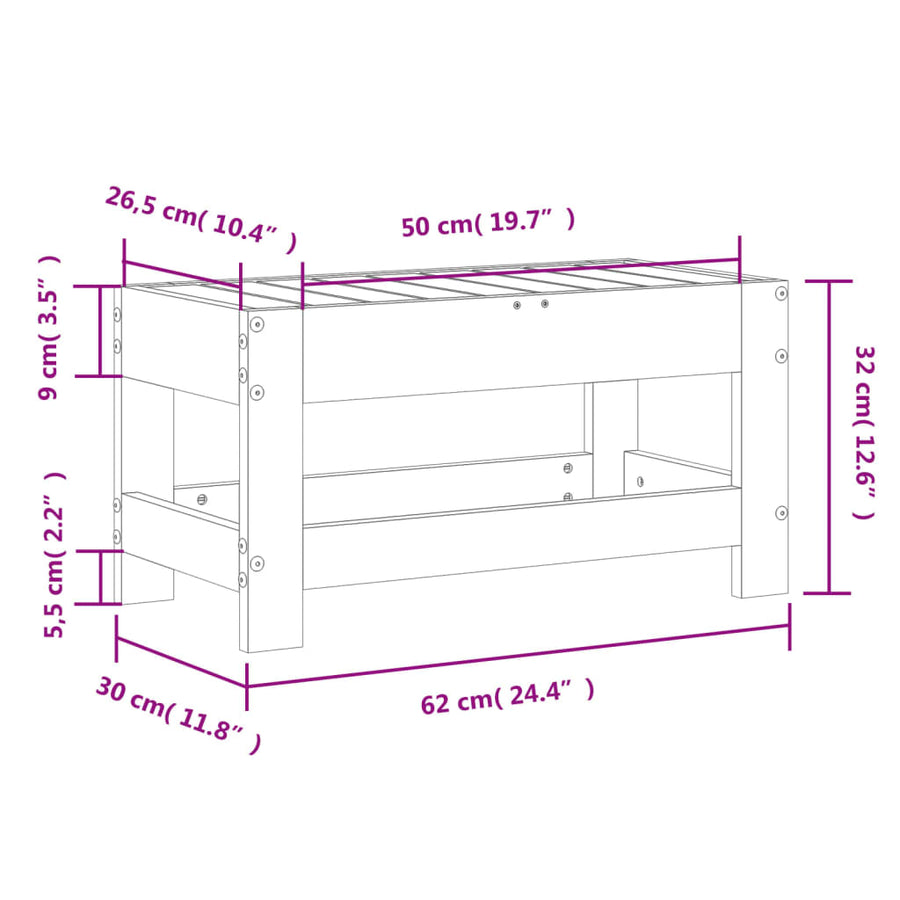 Tuinvoetenbank 62x30x32 cm massief douglashout