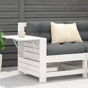 Garden bench with armrests and cushion solid pine wood white