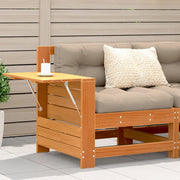 Garden bench with armrests and cushion solid pine wood washed brown