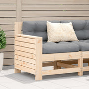 Garden bench with armrest and cushion, solid pine wood