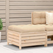 Voetenbank tuin massief grenenhout met kussen beige 62x63.5x32 cm