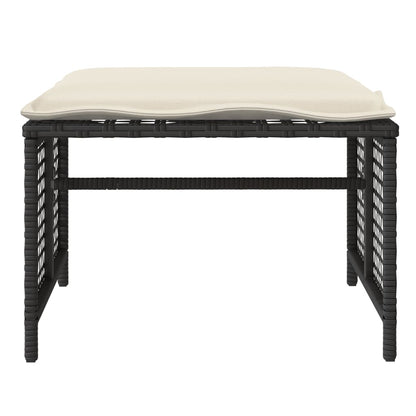 4-delige Loungeset met kussens poly rattan en glas zwart