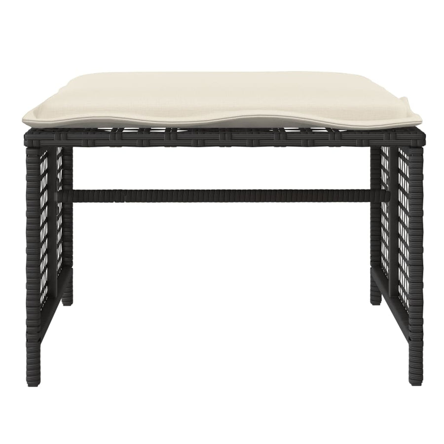4-delige Loungeset met kussens poly rattan en glas zwart