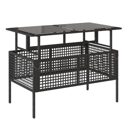 4-delige Loungeset met kussens poly rattan en glas zwart