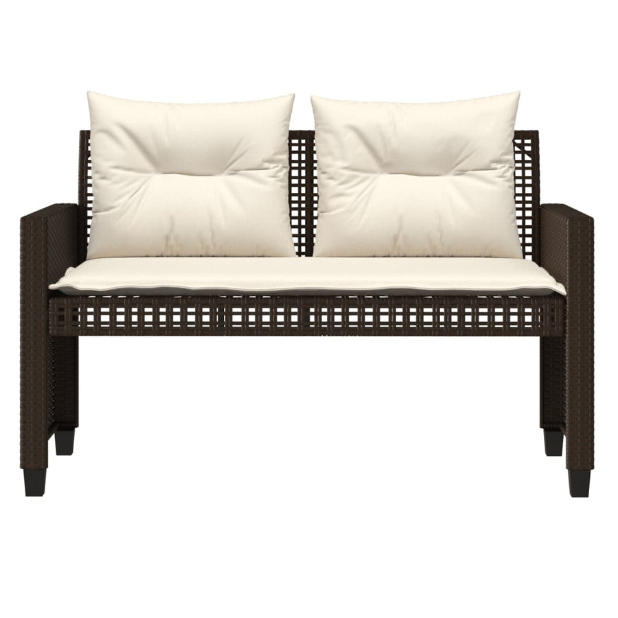 4-delige Loungeset met kussens poly rattan bruin