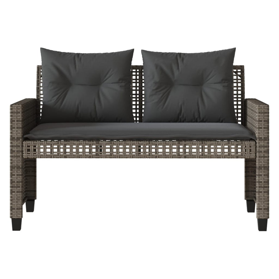 4-delige Loungeset met kussens poly rattan en glas grijs