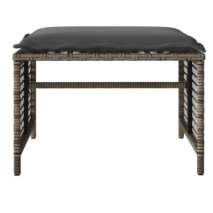 4-delige Loungeset met kussens poly rattan en glas grijs