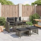 4-piece Lounge Set with Cushions Poly Rattan and Glass Grey