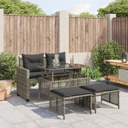 Loungeset 4-delig poly rattan grijs