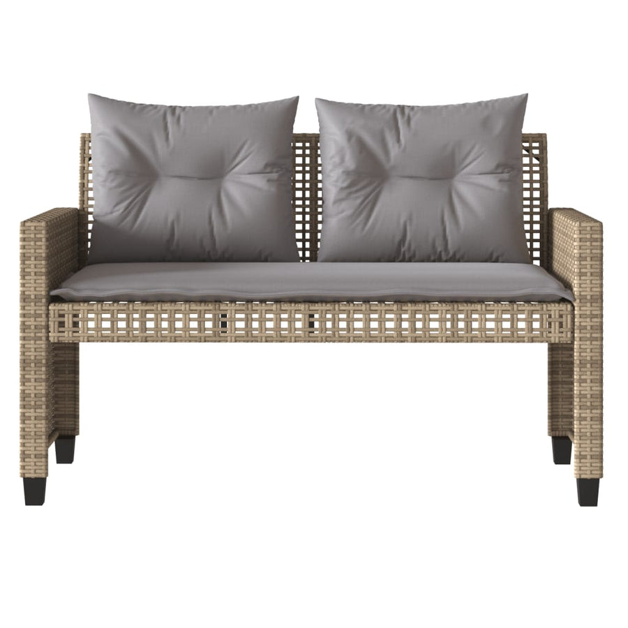 4-delige Loungeset met kussens poly rattan en glas beige