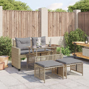 Loungeset 4-delig poly rattan beige glas