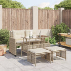 4-piece Lounge Set with Cushions Poly Rattan and Glass Beige