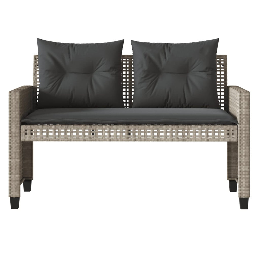 4-delige Loungeset met kussens poly rattan en glas lichtgrijs
