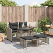 Loungeset 4-delig poly rattan glas lichtgrijs