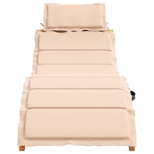 Ligbed met kussen massief acaciahout beige
