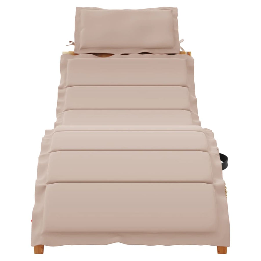 Ligbed met kussen massief acaciahout taupe