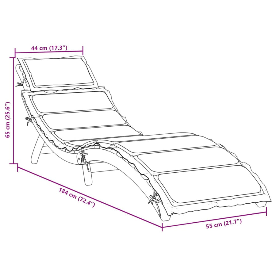 Ligbed met kussen massief acaciahout taupe