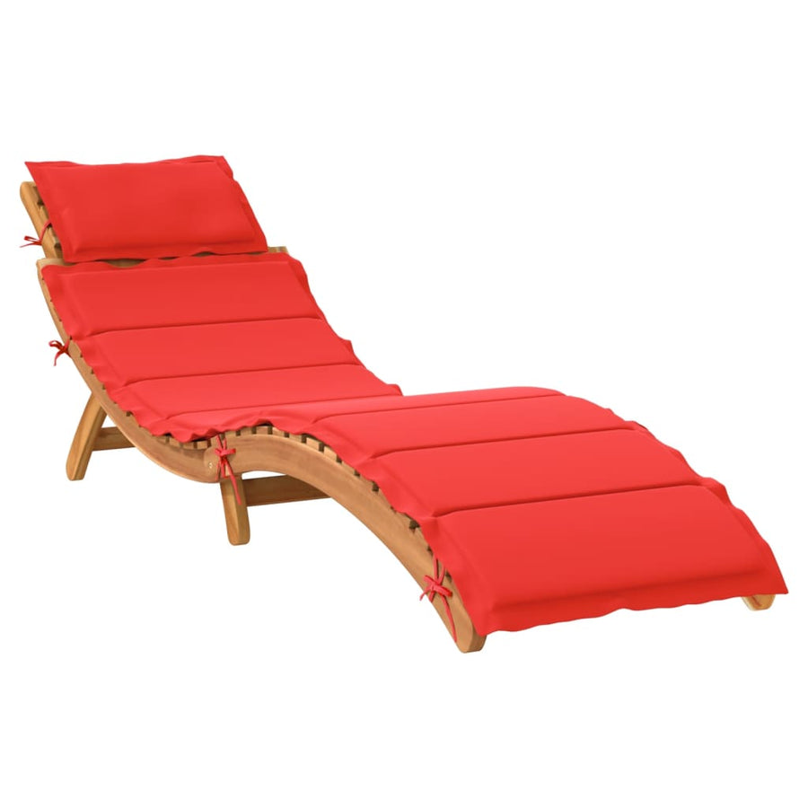 Ligbed met kussen massief acaciahout rood