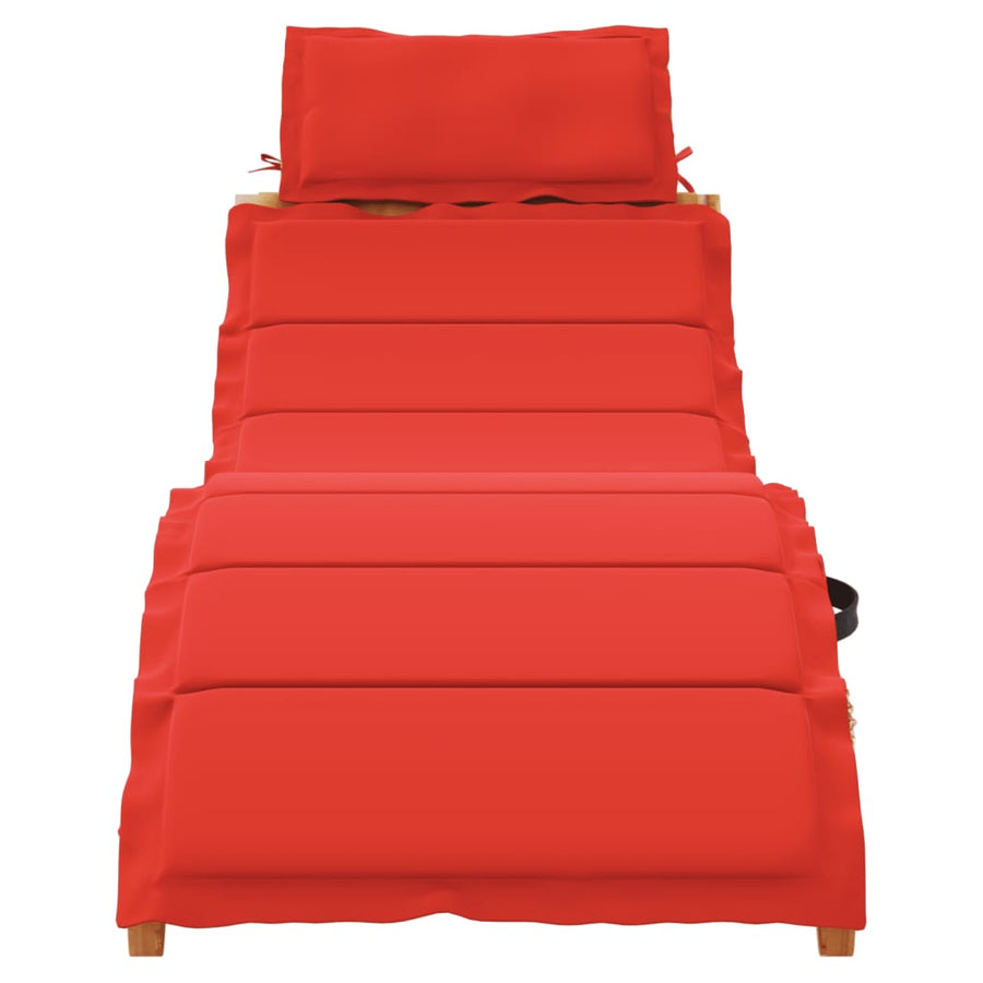 Ligbed met kussen massief acaciahout rood