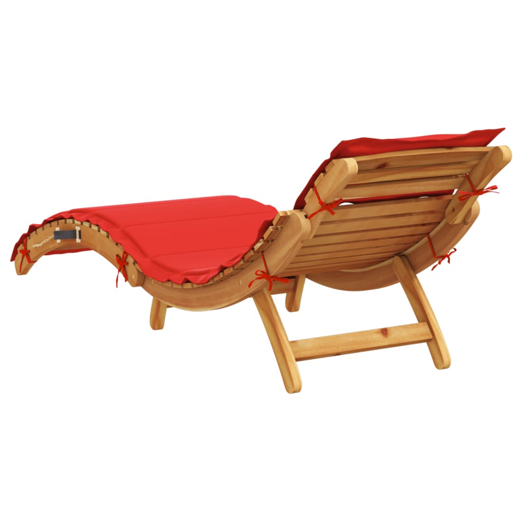 Ligbed met kussen massief acaciahout rood