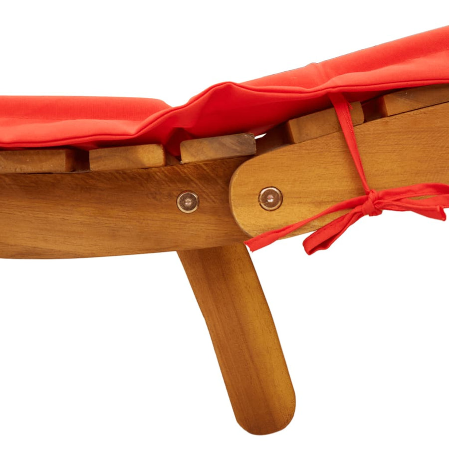 Ligbed met kussen massief acaciahout rood