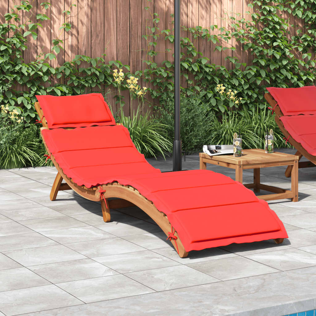 Ligbed met kussen massief acaciahout rood