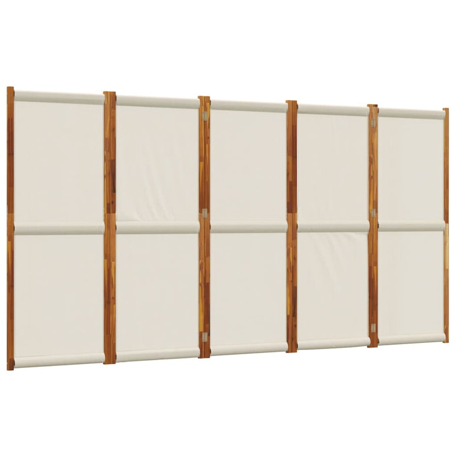 Kamerscherm met 5 panelen 350 x 180 cm Lichtgrijs