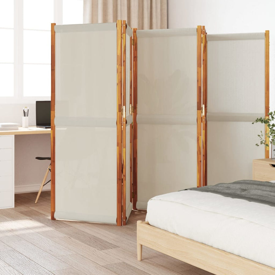 Kamerscherm met 5 panelen 350 x 180 cm Lichtgrijs