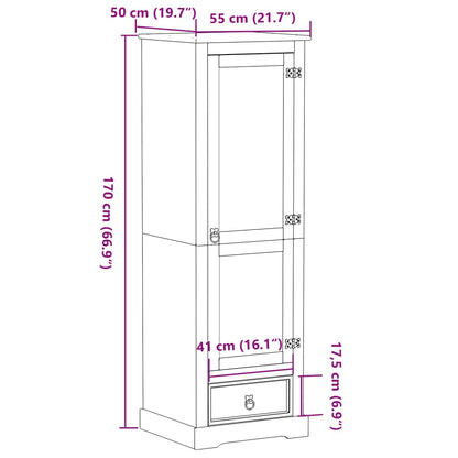Kledingkast Corona 55x50x170 cm massief grenenhout