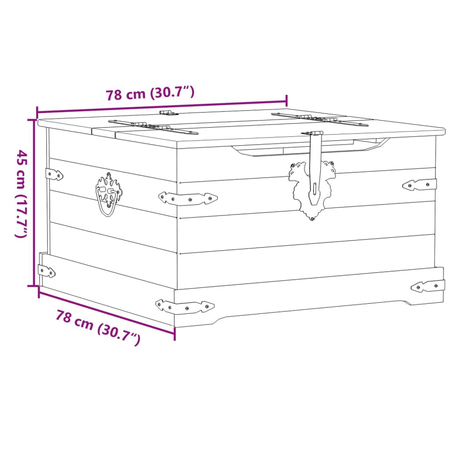 Opbergbox Corona 78x78x45 cm massief grenenhout