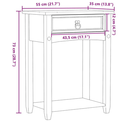 Wandtafel Corona 55x35x73 cm massief grenenhout
