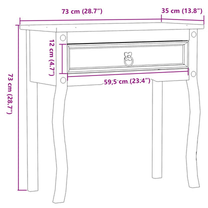 Wandtafel Corona 73x35x73 cm massief grenenhout