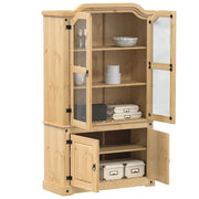 Vitrinekast 103,5x42x180 cm massief grenenhout
