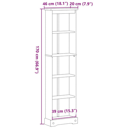 Boekenkast Corona 46x20x170 cm massief grenenhout