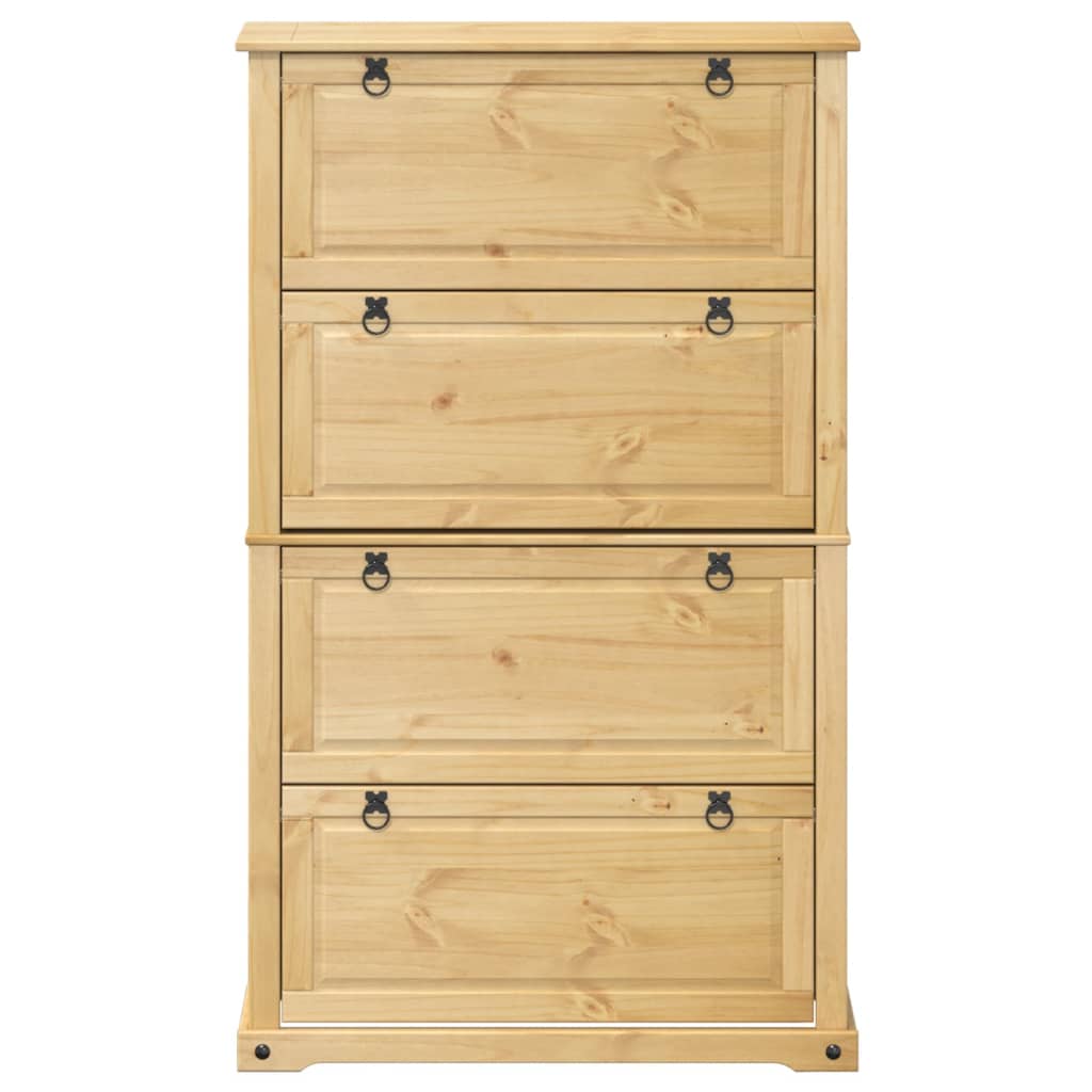 Schoenenkast Corona 99X32X163,5 Cm Massief Grenenhout Honingwas 163.5 cm