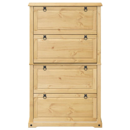 Schoenenkast Corona 99X32X163,5 Cm Massief Grenenhout Honingwas 163.5 cm