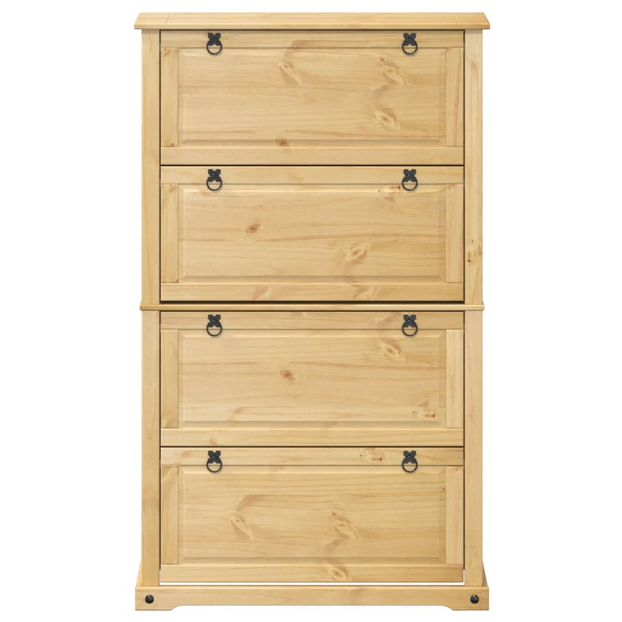Schoenenkast Corona 99X32X163,5 Cm Massief Grenenhout Honingwas 163.5 cm